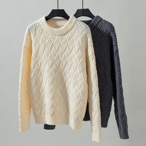 Women's <strong>Argyle</strong> Diamond Pattern Round Neck Oversized Pullover <strong>Sweater</strong> Preppy Knit Top - Product Image 1