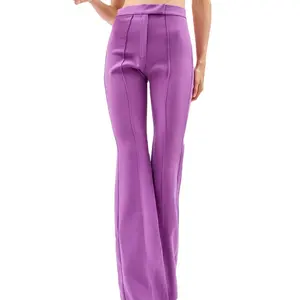 妇女氨纶爆发瑜伽裤喇叭裤紫色纯色紧身时尚阔腿裤