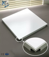 Panneau de plafond en aluminium blanc brillant, carrelage de plafond carré en métal minimaliste, faux plafond en aluminium lisse, moderne, pour bureau, hôtel