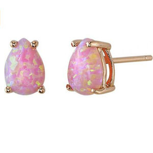 925 Sterling Silver Trendy GIA Certified Pear Shaped White <b>Opal</b> Solitaire <b>Stud</b> <b>Earrings</b> for Wedding & Anniversary Gift - Product Image 2