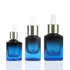 Nouveau Style flacon compte-gouttes d'huile en verre transparent 5ml 10ml 15ml 35ml carré vide emballage cosmétique sérums sérigraphie industrielle