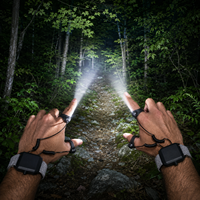 Lampe torche LED pour doigts, mains libres, rechargeable, avec sangle de poignet, pour camping, pêche, randonnée, travaux de réparation en extérieur