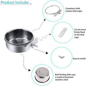 Stainless Steel <b>Bird</b> Feeding Dish Cups <b>Bird</b> <b>Feeder</b> Metal Food Water Bowl Pet <b>Cage</b> Cups Holder for <b>Bird</b> - Product Image 5
