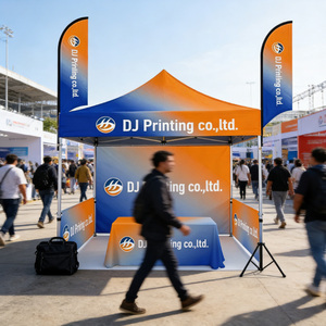 เต็นท์หลังคาแข็งแรงทนทาน พิมพ์ลายด้วยเทคนิค Dye Sublimation ขนาด 10x10 ฟุต โครงอะลูมิเนียม พับเก็บได้ สำหรับงานแสดงสินค้าและกิจกรรมส่งเสริมแบรนด์ - Product Image 1