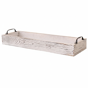 Caja de Almacenamiento de Papel Higiénico Rectangular de Madera con Acabado Lacado Estilo Rústico, Bandeja para Baño con Asa, Organizador de Escritorio - Product Image 1