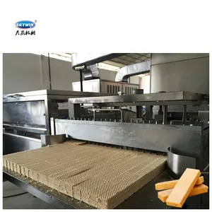 Ligne de production de machines à biscuits Skywin pour gaufrettes à gaz électrique Four de cuisson à gaufrettes remplies de crème Machine de fabrication de biscuits