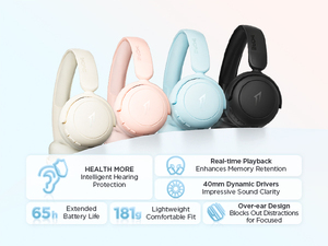 1MORE Wireless Over Ear Headphones Bluetooth 5.3 ANC Touch Control Hi-Fi Sound Light Blue - Product Image 5
