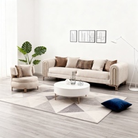 Ensemble de meubles de salon de luxe italiens de petite taille en forme de carré canapé 3 places personnalisable causeuse