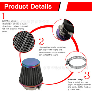 Kit de filtre à air Zhennerui 35 mm, noyau noir avec revêtement coloré, pour moto tout-terrain 50cc 125cc, quad 4 roues - Product Image 4