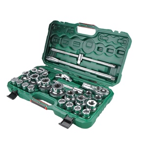 Hot Sale Auto Repair Tools Ratchet Quick Socket Wrench Car On-board Box 26PCS Plastic Box Double Color Heavy Socket Set