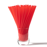 Agitateur de café PP jetable personnalisable de haute qualité paille ronde de petit diamètre en rouge pour la vente en gros