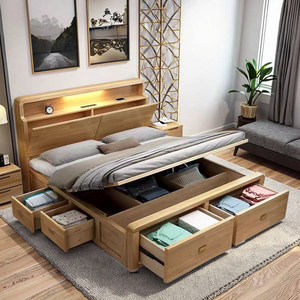 Factory Wholesale Modern Solid Wood Bedroom Furniture Hand Lift up <b>Storage</b> Box Drawers <b>Bed</b> YF1166U <b>Storage</b> <b>Bed</b> YF1166U - Product Image 5