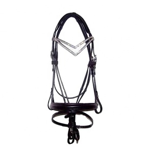 Bridon de saut d'obstacles en cuir de qualité supérieure à forte demande avec nezier surélevé, disponible en plusieurs couleurs – Produit équestre - Product Image 1