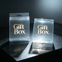 Boîte cadeau carrée pliable personnalisable en PET, emballage en plastique transparent recyclé avec crochet