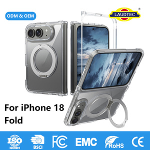 Clear Magnetic Fold Case for iPhone 18 Fold, Built-in 360° Rotatable <b>Ring</b> Stand, 2mm Hard PC Anti-Yellow Drop Protection ODM OEM - Product Image 1