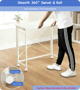 Bàn gấp nhỏ đa chức năng Bàn viết bằng gỗ đơn giản Bàn máy tính Giường Bàn máy tính đầu giường có bánh xe cho phòng ngủ - Product Image 2