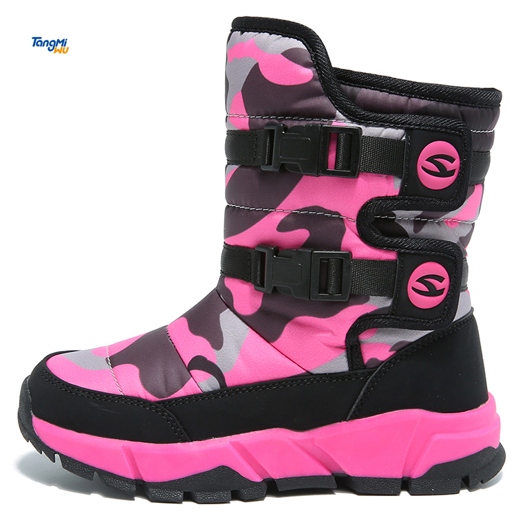 Оптовая продажа, кожаные Нескользящие Детские зимние сапоги Tangmiwu для мальчиков и девочек