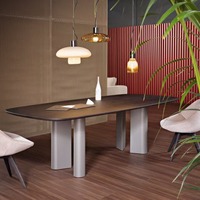 Table de négociation longue en bois massif rose, style moderne et luxueux, pour la maison ou le bureau, également utilisable comme bureau d'écriture.