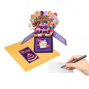 Cartes de vœux créatives en forme de boîte carrée 3D, faites à la main, pour un cadeau d'anniversaire - Product Image 4