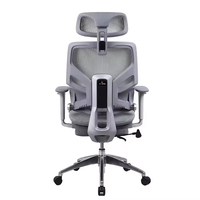 Chaise de bureau de direction ergonomique en cuir PU avec appui-tête réglable, repose-pieds en maille contemporain, grande chaise pivotante pour PDG, modèle moderne JR