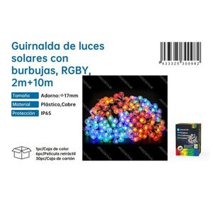 ไฟ LED แบบสายยาว 2 ม. + 10 ม. RGBW พลังงานแสงอาทิตย์ สำหรับตกแต่งภายนอกอาคาร - Product Image 1