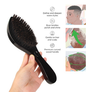 Cepillo de cerdas de jabalí con forma ovalada, mango de ABS, impermeable, para hombre, para barba y peinado, peine ondulador, negro y rosa - Product Image 2