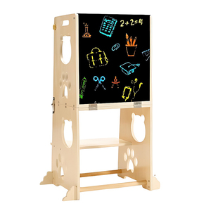 3 en 1 Convertible <span class=keywords><strong>4</strong></span> <span class=keywords><strong>tabouret</strong></span> antidérapant en forme de nuage <span class=keywords><strong>pieds</strong></span> en <span class=keywords><strong>bois</strong></span> tour d'apprentissage pour tout-petits avec tableau noir pour comptoir de cuisine salle de bain - Product Image 1