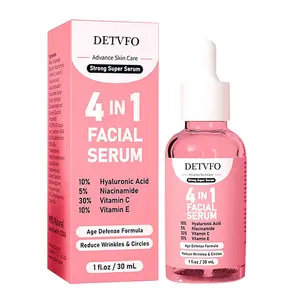 New Facial Skin Care Serum 4 in 1 Whitening Anti Age Face Serum with 30% Vitamin C 5% Niacinamide 10% Vitamin E 10% Hyaluronic A