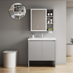 ชุดตู้ห้องน้ำอะลูมิเนียมลายรังผึ้งพร้อมอ่างเซรามิก โครงตู้กันน้ำ ดีไซน์ทันสมัยแบบตั้งพื้น สำหรับโรงแรม - Product Image 4