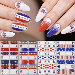 Film de vernis à ongles rayé, autocollant adhésif pour nail art, motif drapeau de football, couverture complète, pour salon et DIY - Product Image 2