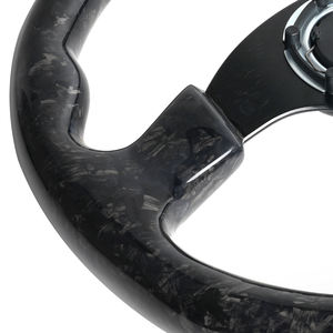 Individuelles schwarzes geschmiedetes Kohlefaser-Lenkrad Rennsport-Lenkrad 350 mm 14 Zoll flaches unteres Lenkrad - Product Image 4