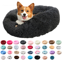 Vente en gros fabricant livraison directe usine vente directe peluche de luxe douce rose gris blanc coussin pour animaux de compagnie chat rond lit pour chien