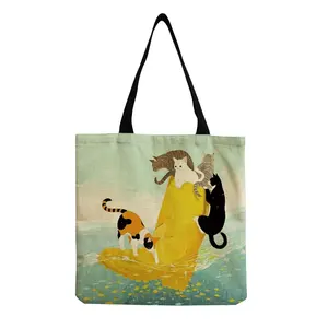 Animal Pattern Printing Single Shoulder Shopping Bag Canvas Fabric For Bags 14oz Cotton Black White Canvas Tote Bag