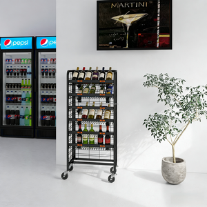 Exhibidor Metálico Negro de Múltiples Niveles con Panel Perforado, Organizador Móvil de Snacks para Supermercados y Tiendas de Conveniencia - Product Image 6