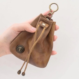 Men's Leather Drawstring Coin <b>Purse</b> Wallet Women's Change <b>Purse</b> with Credit Card Holder Costume Props - Product Image 2