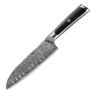 מקצועי VG-10 פלדה 67 שכבות דמשק Santoku סכין עם G10 ידית 7 אינץ אולטרה שארפ להב מטבח שף סכין