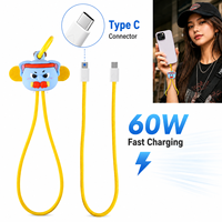 Câble de charge rapide 60W Thai Elephant Muay avec dragonne USB C vers USB C pour téléphone, idéal pour les voyages et l'extérieur