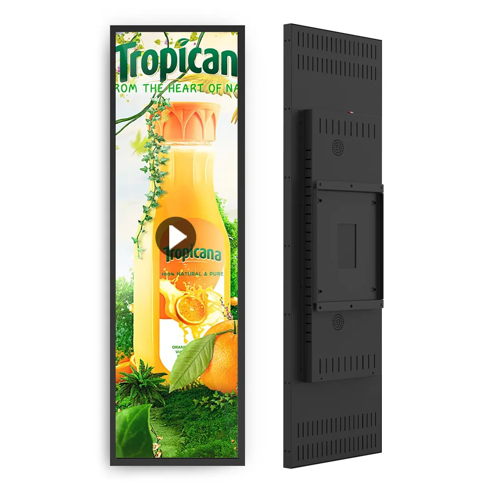 Indoor 23.1 38.5 inch custom size supermarket banner advertising media player strip monitor touch screen stretch bar lcd display