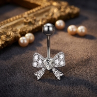 Xinfocus Piercing de Nombril Cœur en Acier Inoxydable, Bijou Corporel Tendance pour Femmes et Hommes