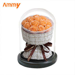 Ramo de rosas de jabón Ammy, cúpula de cristal, pequeño ramo de rosas de viento fragante, flor de jabón, regalos de San Valentín para mujeres - Product Image 6