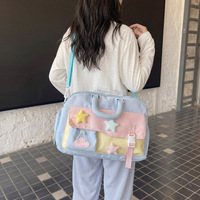 Sac de voyage de week-end tendance à blocs de couleur, grande capacité, avec compartiment à chaussures et séparation sec/humide, sac de sport
