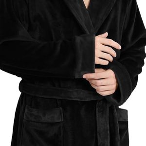 Robe de chambre thermique de luxe unisexe avec capuche, robe de bain en polaire ultra confortable <span class=keywords><strong>pour</strong></span> <span class=keywords><strong>homme</strong></span>, robe à capuche en peluche avec ceinture et 2 poches - Product Image 2