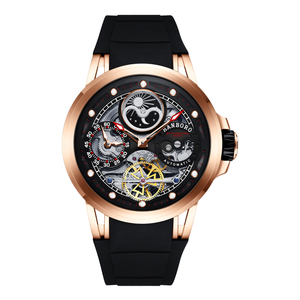 Reloj Mecánico Automático de Lujo HANBORO para Hombre, Esfera con Fase Lunar, Correa de Silicona, Reloj de Pulsera Elegante para Negocios - Product Image 5