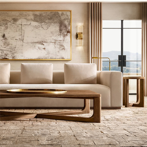Sofá RH VITTORIO, Tapicería Moderna <span class=keywords><strong>de</strong></span> Terciopelo Beige con Base <span class=keywords><strong>de</strong></span> Madera, Sofá <span class=keywords><strong>de</strong></span> Lujo Estilo Chesterfield para Sala <span class=keywords><strong>de</strong></span> Estar - Product Image 2
