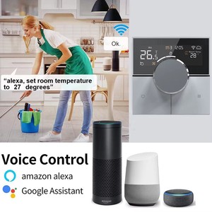 El termostato inteligente WiFi Tuya con integración de Alexa y Google Home funciona con calefacción y refrigeración HVAC <span class=keywords><strong>Control</strong></span> de bobina de ventilador de 2 tubos - Product Image 4