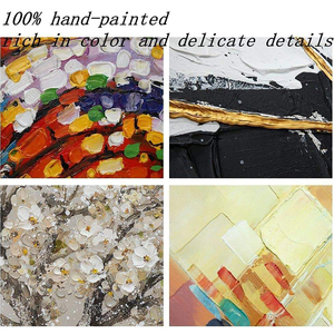 Decorazione per la casa di grandi dimensioni 100% contemporanea immagine dipinta a mano lamina dorata fatta a mano pittura a olio oro astratto arti della parete - Product Image 3