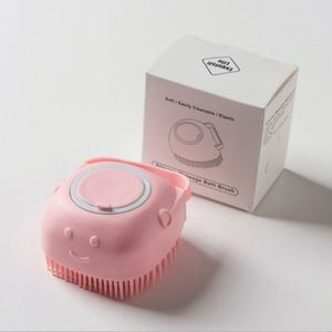 <b>Dog</b> Cat Soft Silicon Shampoo Shower Pet Grooming <b>Bath</b> Massage Brush With Soap Dispensing Scrubber - Product Image 1