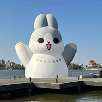 Décoration de parc gonflable en PVC de dessin animé d'eau grand canard jaune grande oie blanche Logo publicité gonflables pour les fêtes à air fermé