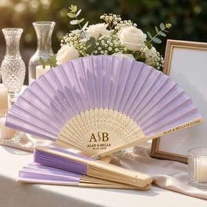 Abanico Plegable para Boda, Abanicos de Seda Personalizados para Refrescarse en Verano, Accesorio Decorativo de Tela para Iglesia, Baile - Product Image 3