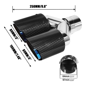 Terminale di <span class=keywords><strong>Scarico</strong></span> Universale a Y in Fibra di Carbonio con Doppia Uscita Blu Bruciato per Accessori Modifica Auto - Product Image 3